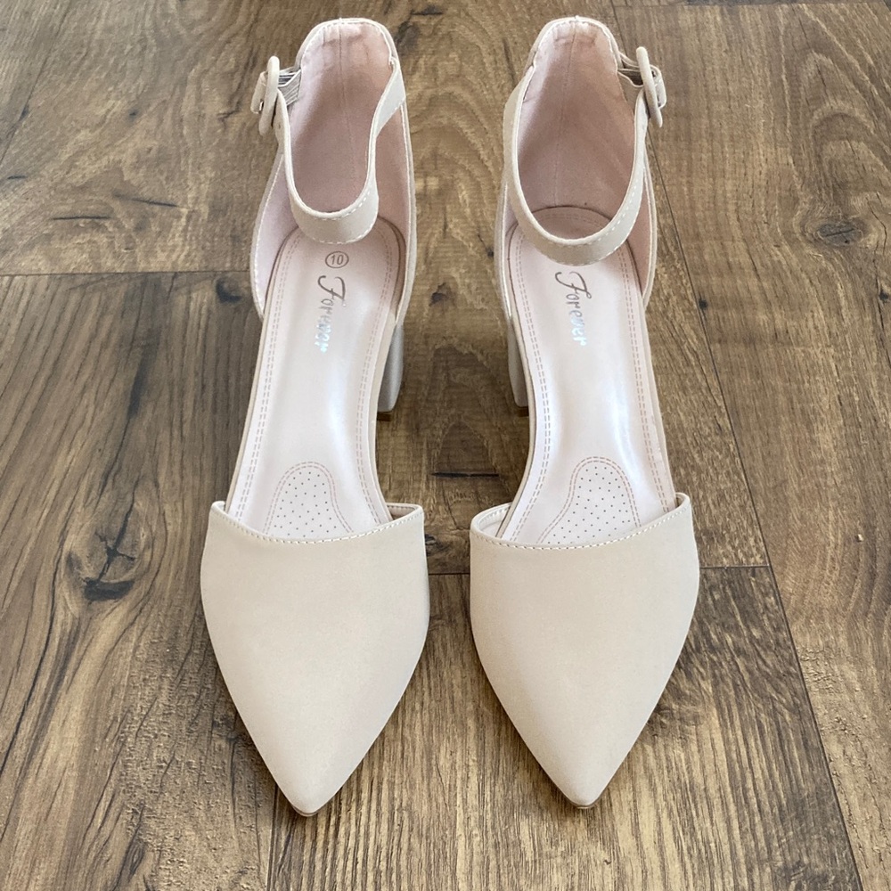 Forever 21 Women's Beige Ankle Strap Heels